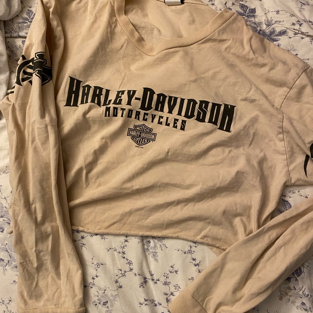 Long sleeve cropped tee Harley Davidson